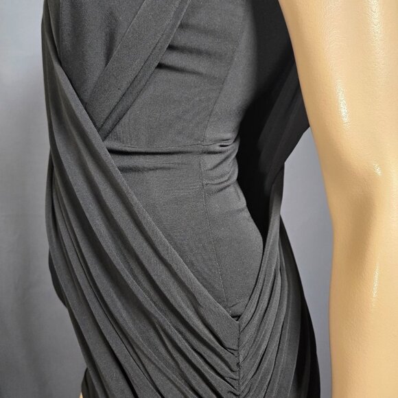 BCBGMAXAZRIA Black Draped Mini Dress Size XS Party Cocktail Club 2000s Y2K - Picture 5 of 13